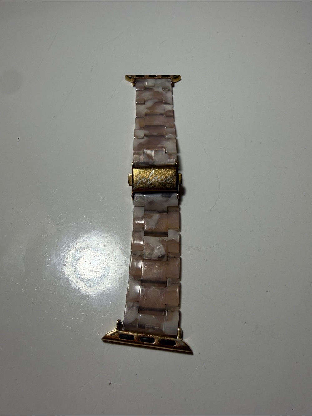 Neutral Marble Link Apple Watch Band with Gold Hardware